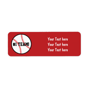 Geburtsadresse-Etiketten für rotes Baseballteam