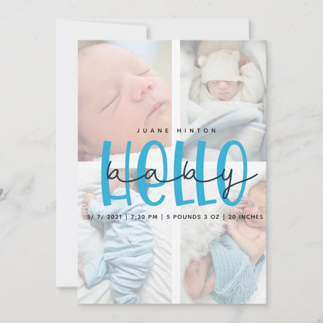 Geburtsankündigung 4 Foto Sammelkarte Einladung (Vorderseite)