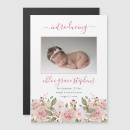 Geburtsankündigung - Boho Floral Baby Girl Foto Magnetkarte