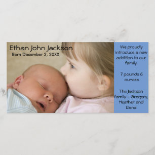 Geburtsankündigung Boy Blue Foto Card Einfach Ankündigung