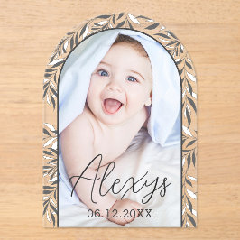 Geburtsankündigung des Fotos in Schwarz und Weiß Acryleinladungen