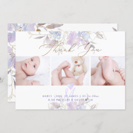 Geburtsankündigung Dusche Dank U Lila Sweet Pea Einladung