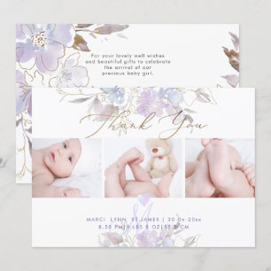 Geburtsankündigung Dusche Dank U Lila Sweet Pea Einladung
