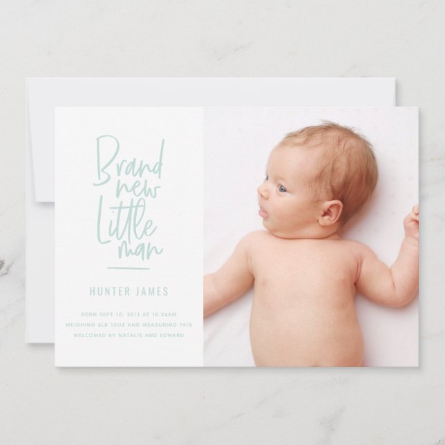 Geburtsankündigung eines handgezogenen Babys Ankündigung (Vorderseite)