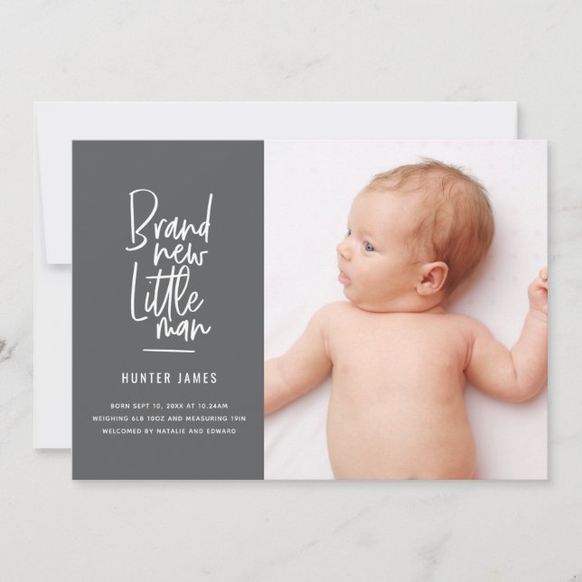 Geburtsankündigung eines handgezogenen Babys Ankündigung (Vorderseite)