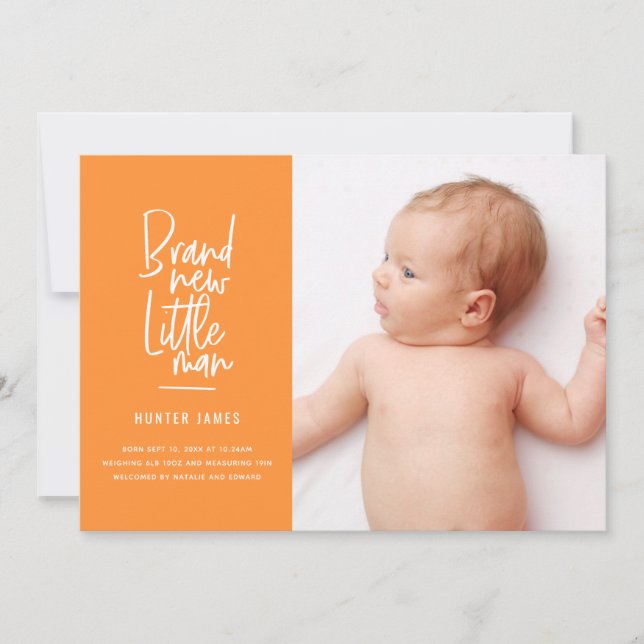 Geburtsankündigung eines handgezogenen Babys Ankündigung (Vorderseite)