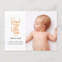 Geburtsankündigung eines handgezogenen Babys