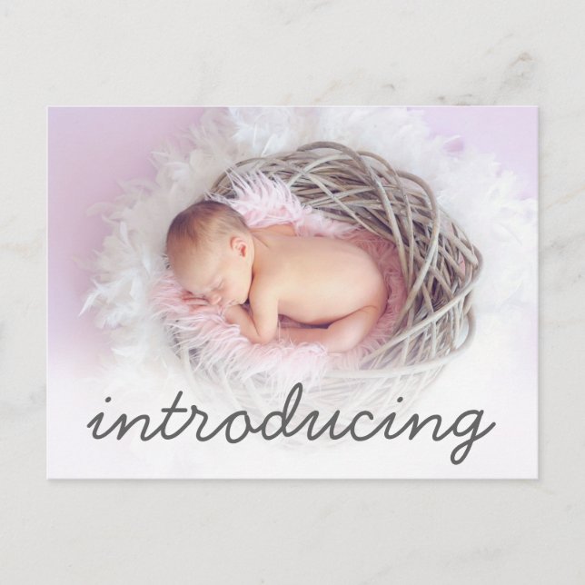 Geburtsankündigung Einführung in das Script-Foto Ankündigungspostkarte (Vorderseite)
