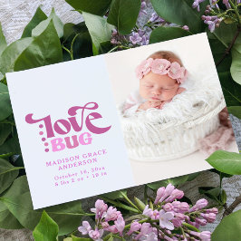 Geburtsankündigung Foto Postkarte | Liebe Bug