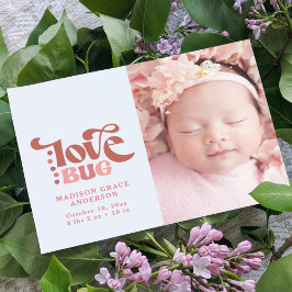 Geburtsankündigung Foto Postkarte | Liebe Bug