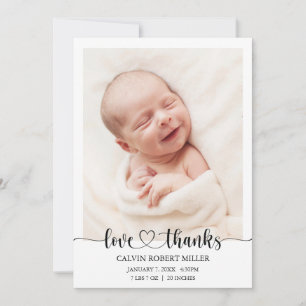 Geburtsankündigung Fotokarte "Danke Baby Liebe" Ankündigung