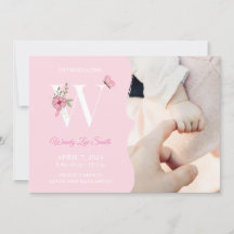 Geburtsankündigung Girl Initial W