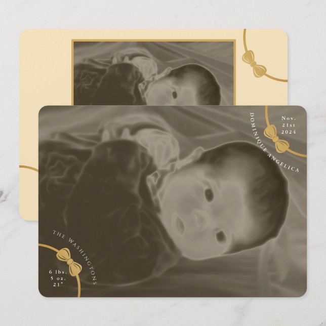 Geburtsankündigung mit relevanten Details Einladung (Vorne/Hinten)