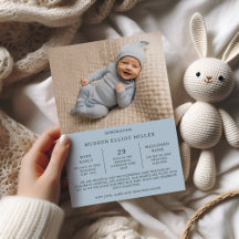 Geburtsankündigung Preemie NICU Modern Blue Card