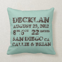 Geburtsankündigung Stats Aqua Pillow