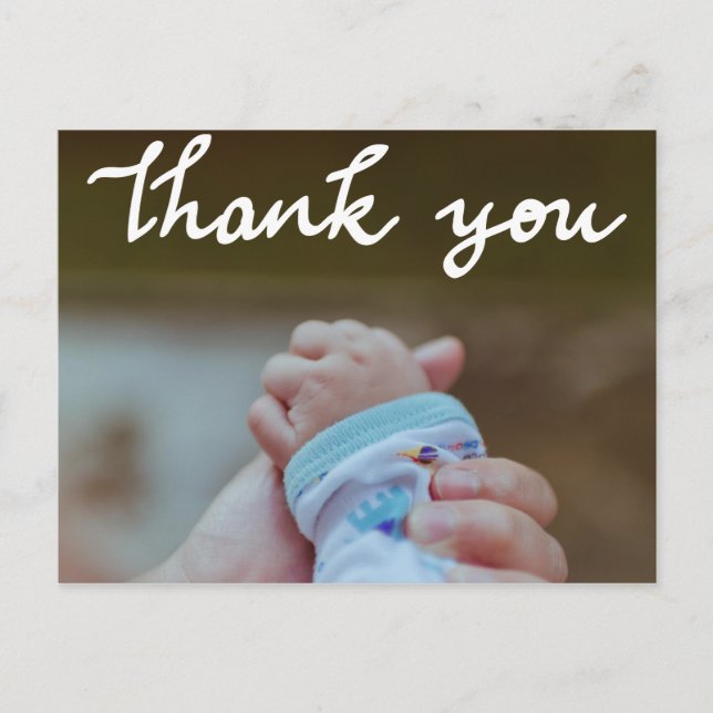 Geburtsankündigung Vielen Dank für Ihr modernes Sc Postkarte (Vorderseite)