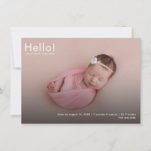 Geburtsankündigung von Baby Foto und Staaten