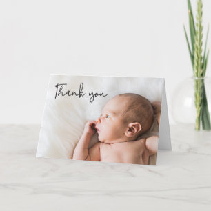 Geburtsankündigung von Baby und Danke, Script Dankeskarte