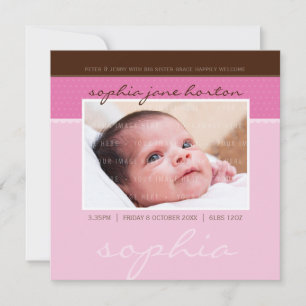 GEBURTSANKÜNDIGUNG VON Foto: sanft gepunktete 2SQ Ankündigung