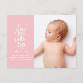 Geburtsankündigung von Handgeborenen Feiertagspostkarte