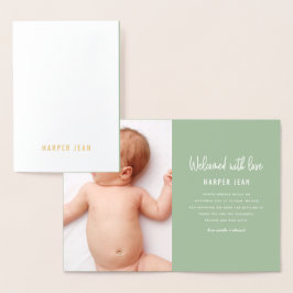 Geburtsankündigung von Handgeborenen Folienkarte