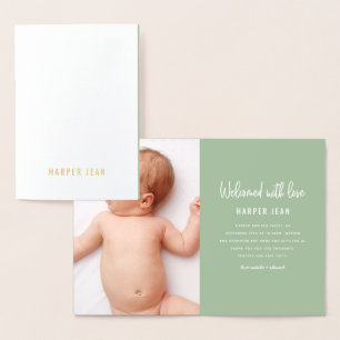 Geburtsankündigung von Handgeborenen Folienkarte