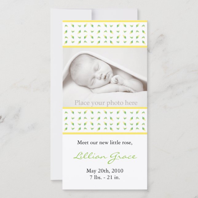 Geburtsankündigung von Mädchen - Fotokarte Ankündigung (Vorderseite)