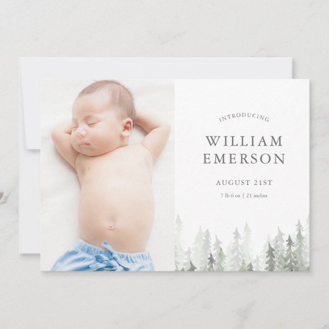 Geburtsankündigung von Pine Forest Ankündigung (Vorderseite)