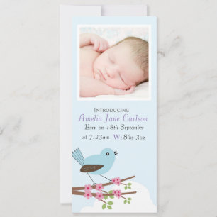 Geburtsankündigung von Vogel und Blossom Custom Fo Einladung