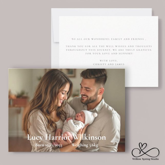 Geburtsankündigungskarte | Neue Baby-Ankündigung Feiertagskarte (photo newborn birth announcment card , modern personlized minimalistic way to welcome a new baby )