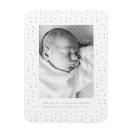 Geburtsanzeige Fotokarte Pink Confetti Baby Magnet
