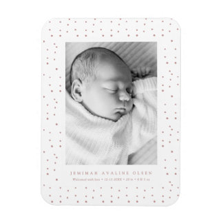 Geburtsanzeige Fotokarte Pink Confetti Baby Magnet