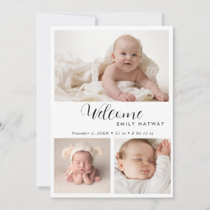 Geburtsanzeigenkarte Willkommen Baby Foto Collag Ankündigung