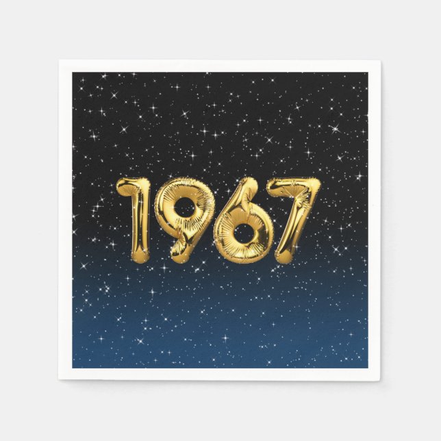 Geburtsballons 1967 in Sternen Serviette (Vorderseite)