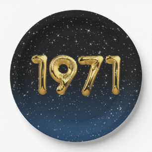Geburtsballons 1971 in Sternen Pappteller