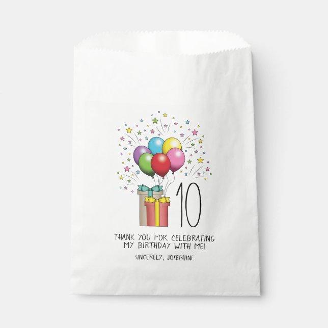 Geburtsballons und Präsentationen mit Alter und Te Geschenktütchen (Vorderseite)