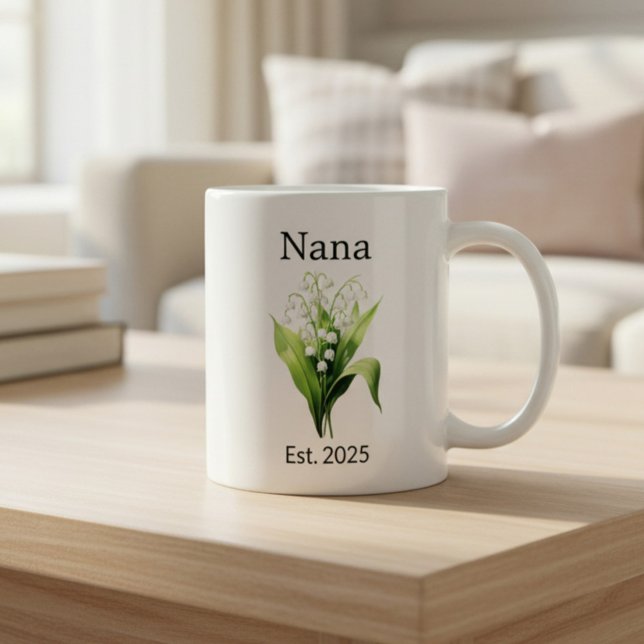 Geburtsblume Maiglöckchen für Nana mit Jahr Kaffeetasse (Von Creator hochgeladen)