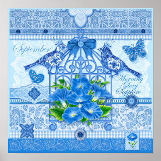 Geburtsblume und Edelstein September Vogelkäfig Po Poster