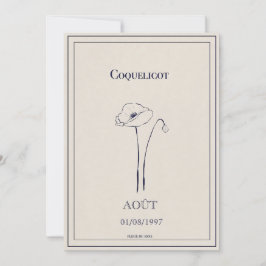 Geburtsblumenkarte August Coquelicot Feiertagskarte