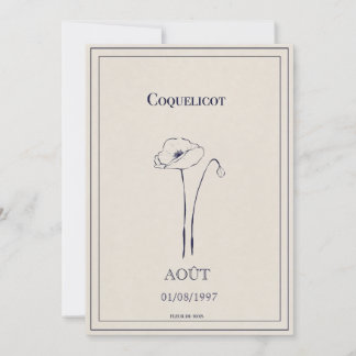 Geburtsblumenkarte August Coquelicot Feiertagskarte