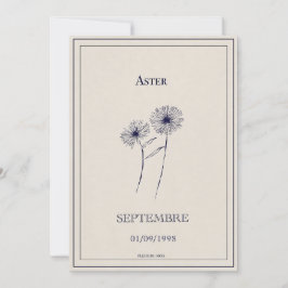 Geburtsblumenkarte September Aster. Feiertagskarte