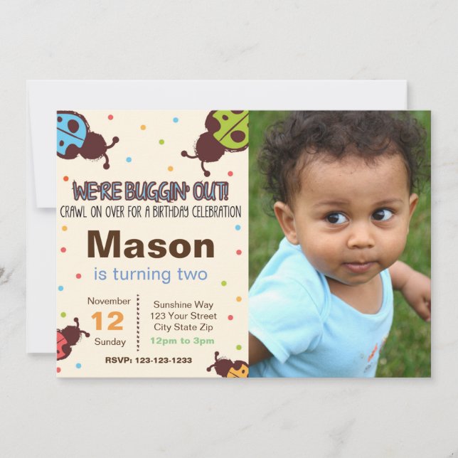 Geburtsdatum Einladung mit Foto (Vorderseite)