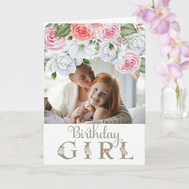 Geburtsdatum Girl Custom Foto Wasserfarbe Blume Ka Karte (Orchidee)