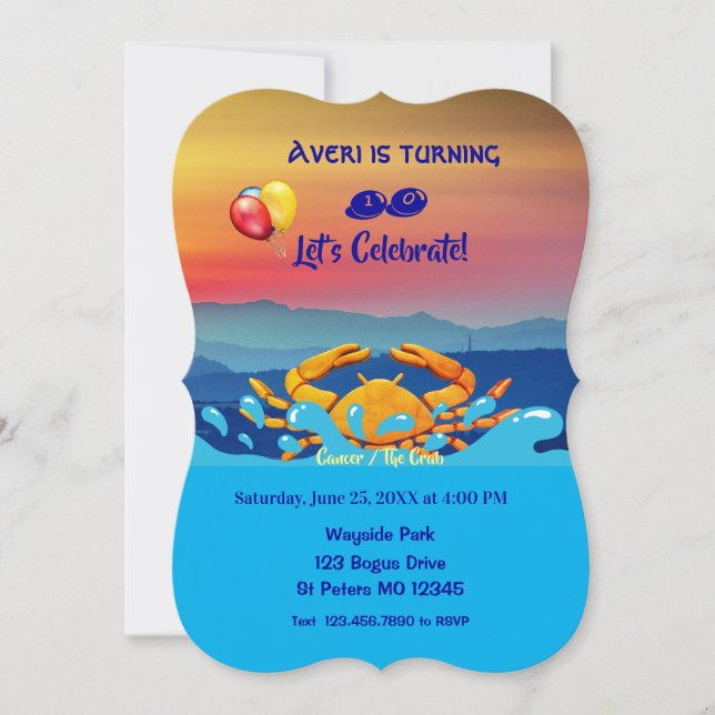 Geburtsdatum Krebs Symbol/Krebs (21. Juni - 22. Ju Einladung (Vorderseite)