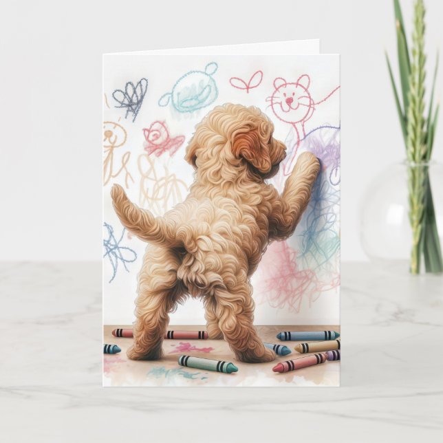 Geburtsdatum Labradoodle Dog Doodle Karte (Vorderseite)