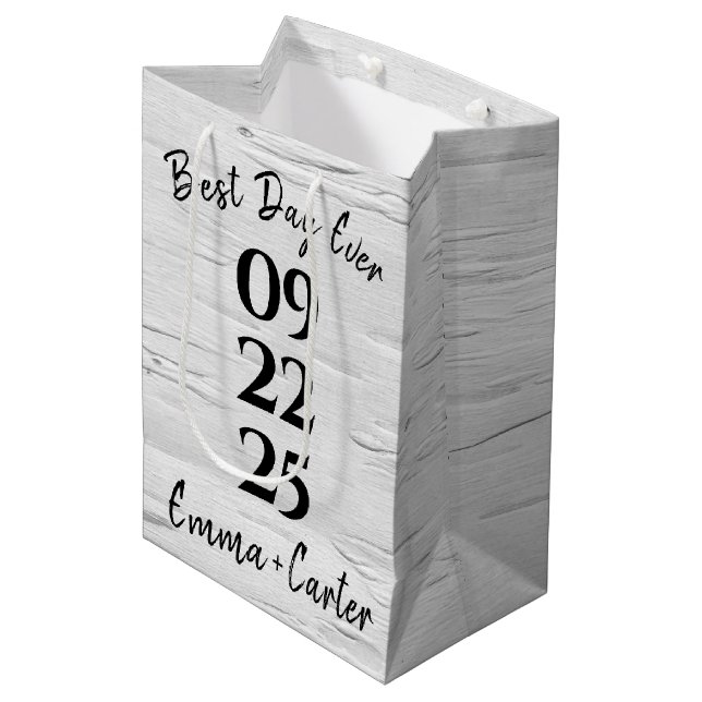 Geburtsdatum Mittlere Geschenktüte (Vorderseite Schrägansicht)