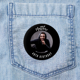 Geburtsdatum Schwarz-weißer Foto Button