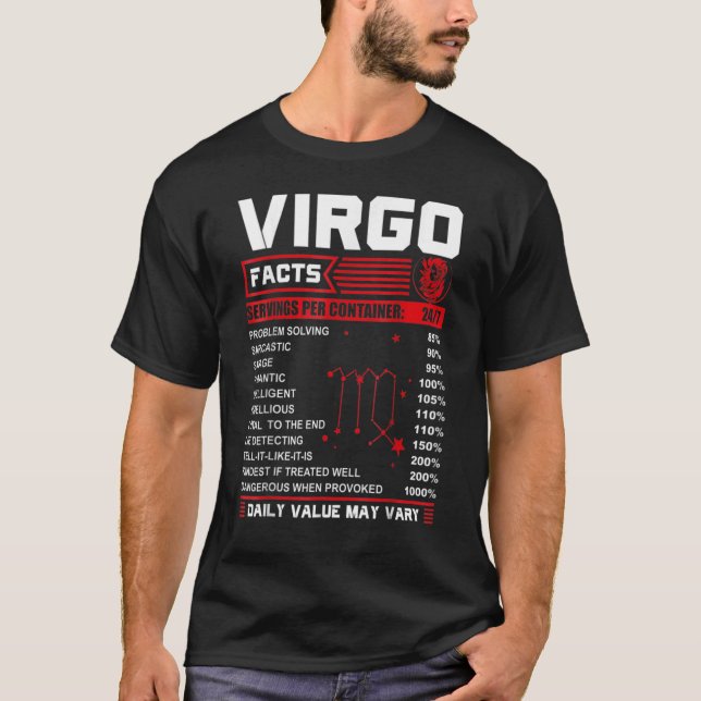 Geburtsdatum Virgo Fakten T-Shirt (Vorderseite)