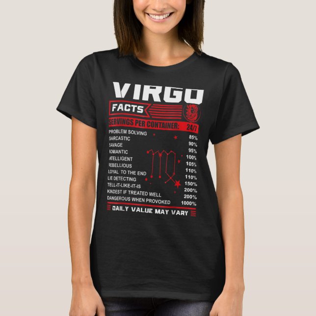 Geburtsdatum Virgo Fakten T-Shirt (Vorderseite)