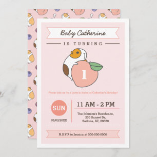 Geburtsdatum von Pfirsich und Guinea Einladung